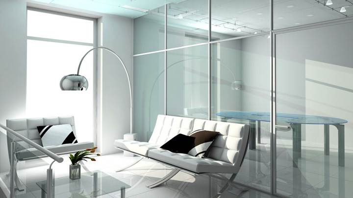 White Interior in Guest Room And White Sofa Set